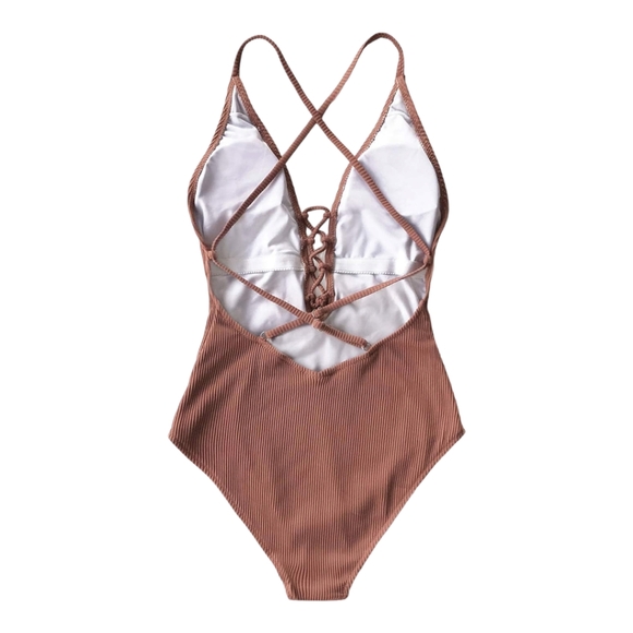 CUPSHE  One-Piece Swimsuit Laces Front designed Adjustable Back Strap Women L - Picture 5 of 5